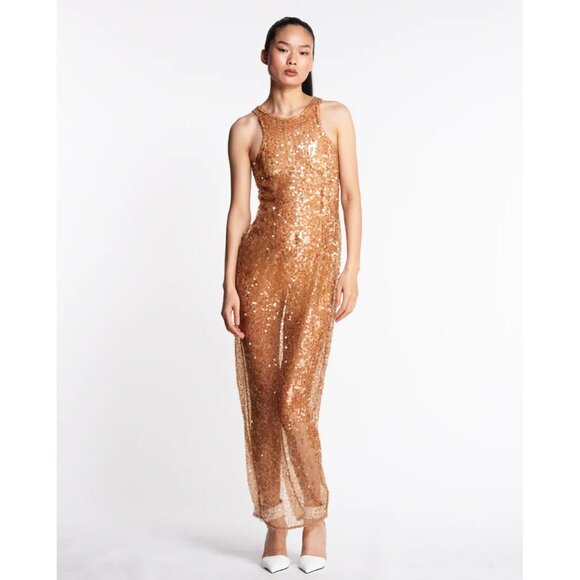 MISCREANTS Tanya Sequin Dress in Gold - Picture 5 of 5